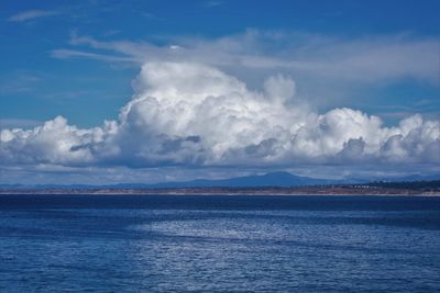 Scenic view of sea against blue sky