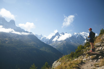 Man hiking in mountains