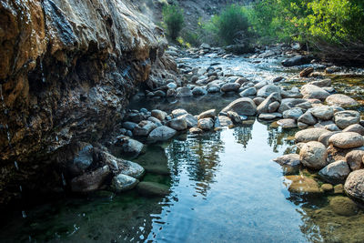 River flowing through rocks in forest