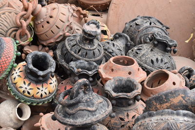 Close-up of earthenware outdoors