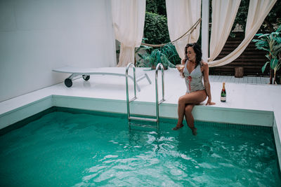 Woman in swimming pool