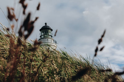 Low angle view of lighthouse against sky