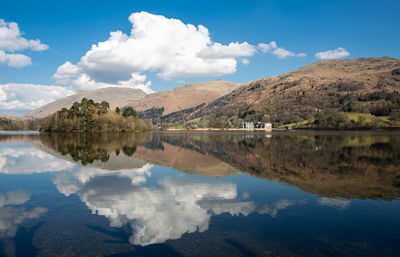 Cloud reflections in grasmere lake in the lake district