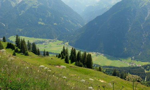 Scenic view of landscape and mountains