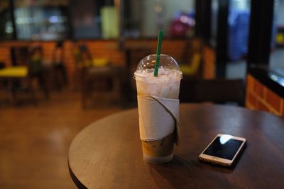 Close-up of coffee on table