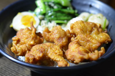 High angle view of food in plate