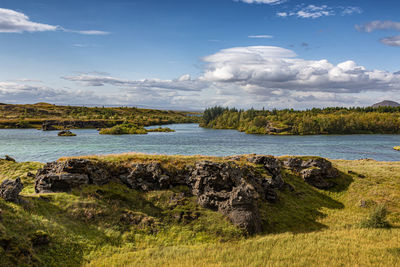 Scenic view of land against sky