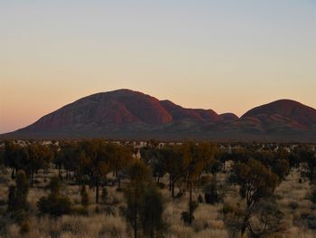Scenic view of mountains against clear sky