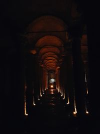 Illuminated corridor of building