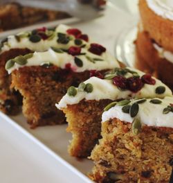 Close-up of desserts in plate on table