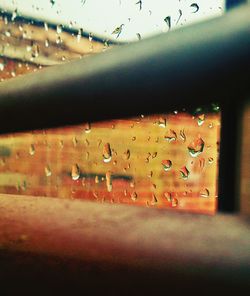 Close-up of raindrops on window