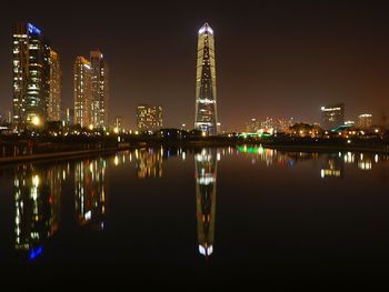 Illuminated city at night