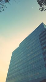 Low angle view of buildings against clear sky