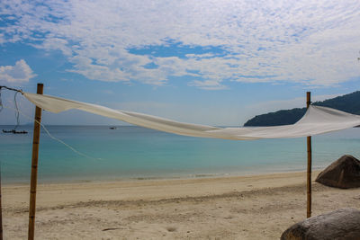 Scenic view of beach against sky