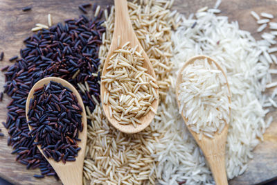 High angle view of rice on table