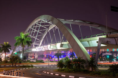 View of bridge at night