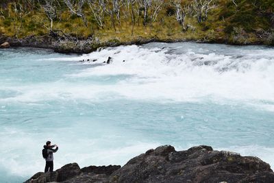 Water splashing on rocks