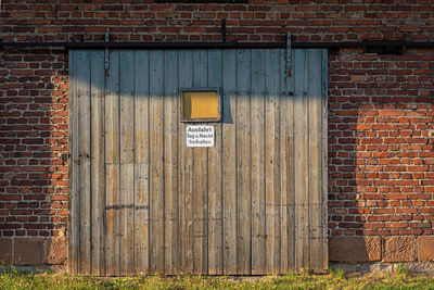 Closed door of building