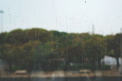 Close-up of wet window in rainy season