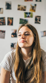 Woman looking away at home