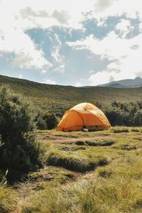 Camping in the panoramic mountain landscapes of mount kenya