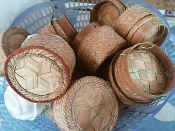 Close-up of wicker basket