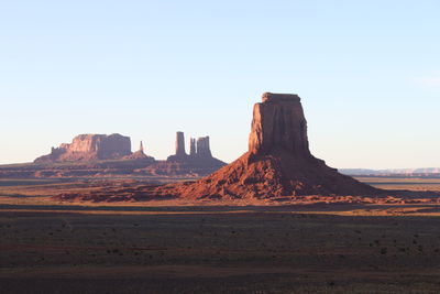 View of rock formations in desert