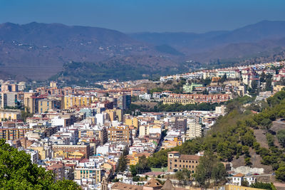 High angle view of townscape against sky