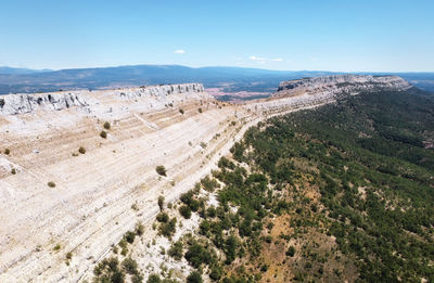 High angle view of land against sky