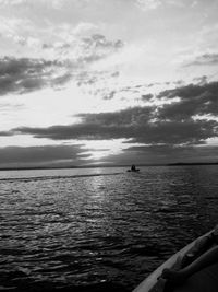 Scenic view of sea against cloudy sky