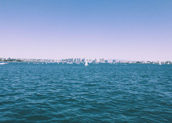 Scenic view of sea against clear sky