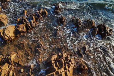 High angle view of sea waves