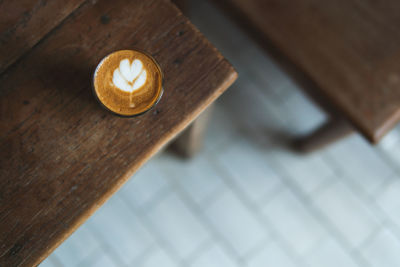 High angle view of coffee on table