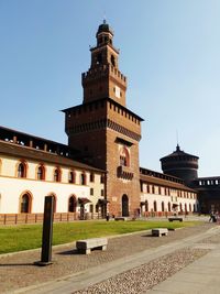 External view of sforza castle against a beautiful sky