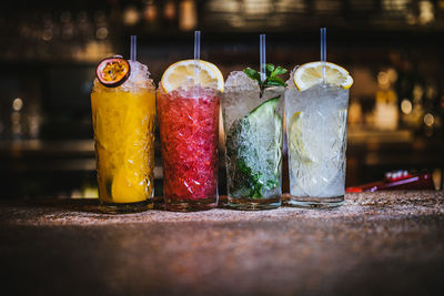 Close-up of cold drinks