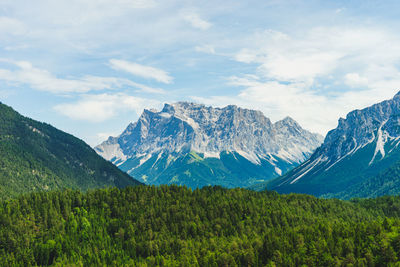 Scenic view of mountains against sky