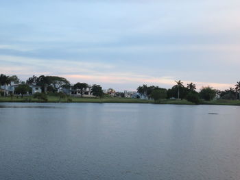 Scenic view of lake against sky