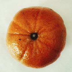 High angle view of orange on white table