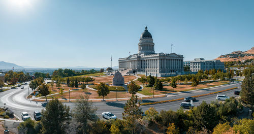 Aerial panoramic view of the salt lake city capitol building