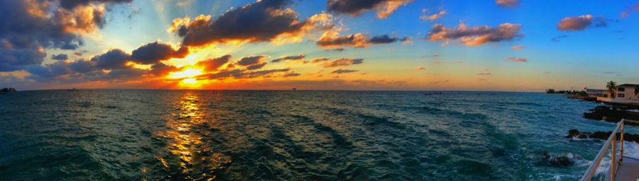 Scenic view of sea at sunset