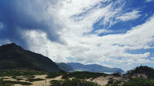 Scenic view of mountains against sky