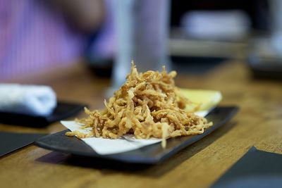 Close-up of food on table