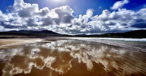 Scenic view of beach against sky