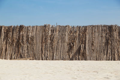 Panoramic view of land against clear blue sky