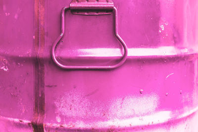 Directly above shot of pink water on metal