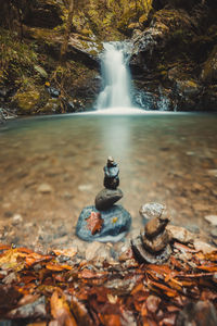 Water flowing through rocks