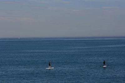 Rafting in calm blue sea