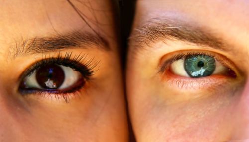 Extreme close-up portrait of people