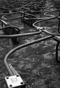 High angle view of bicycle on field