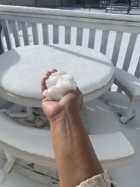 Midsection of person holding ice cream cone